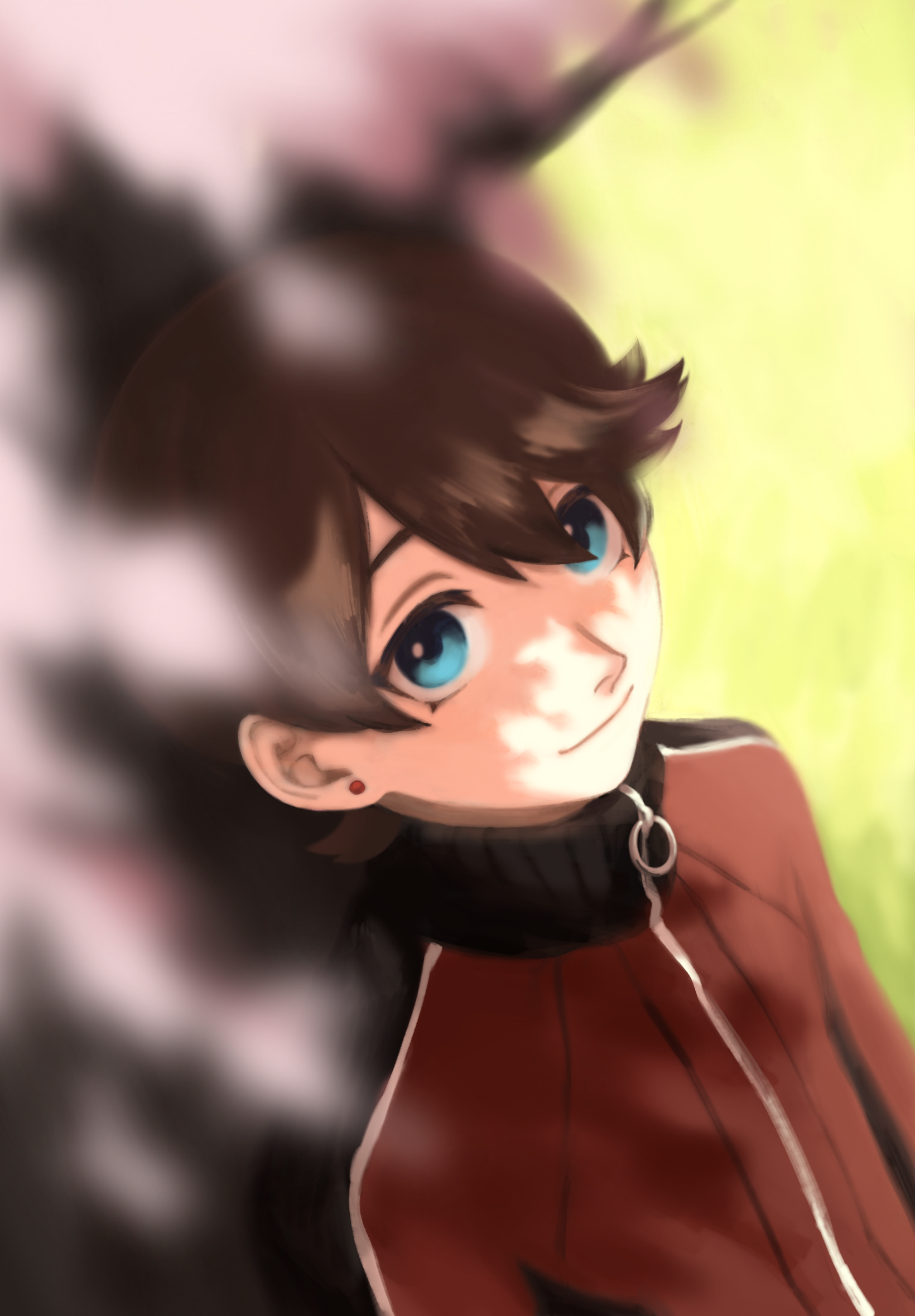 horikawa looking up through cherry blossoms