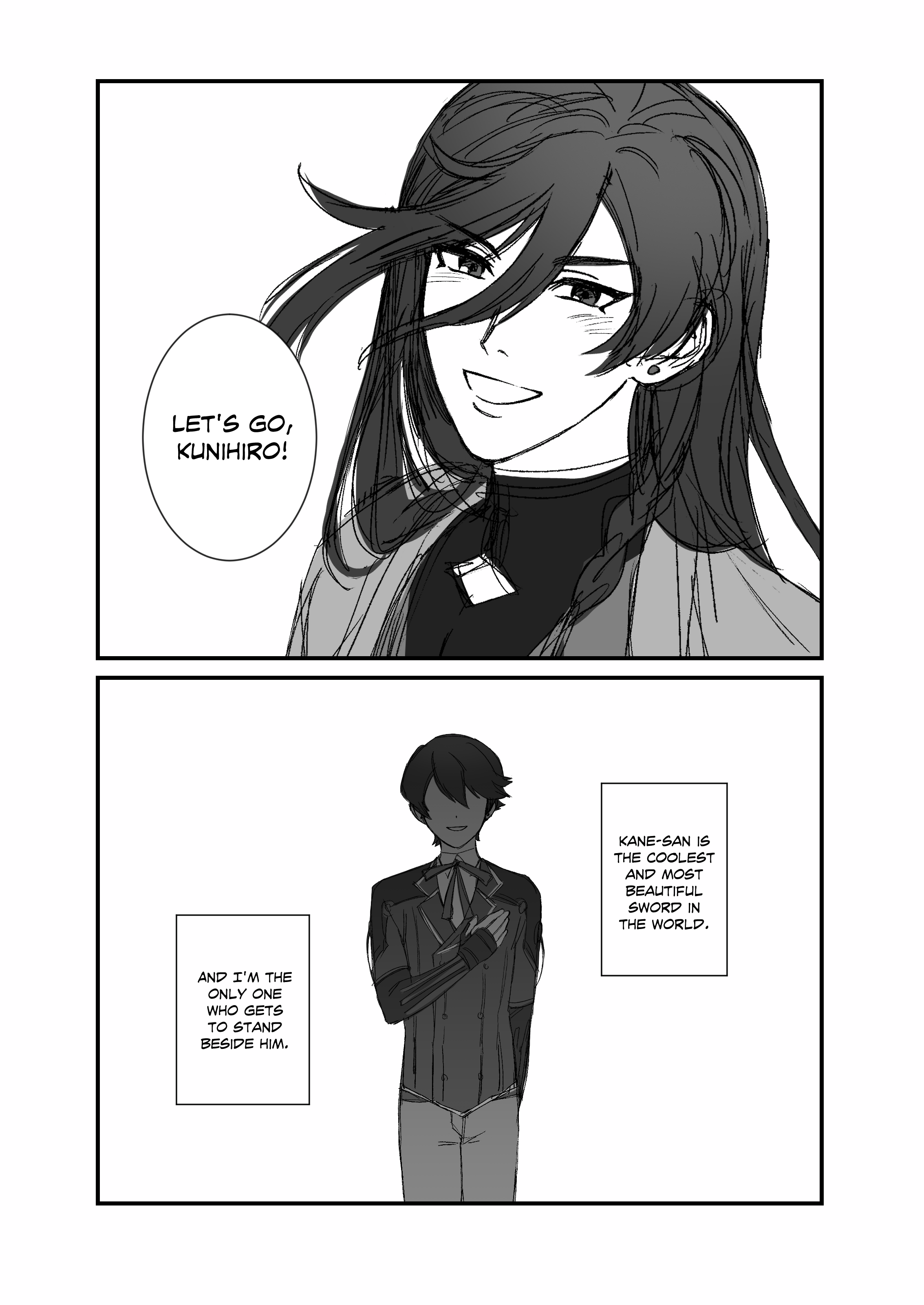 kane-san smiling, saying let's go kunihiro