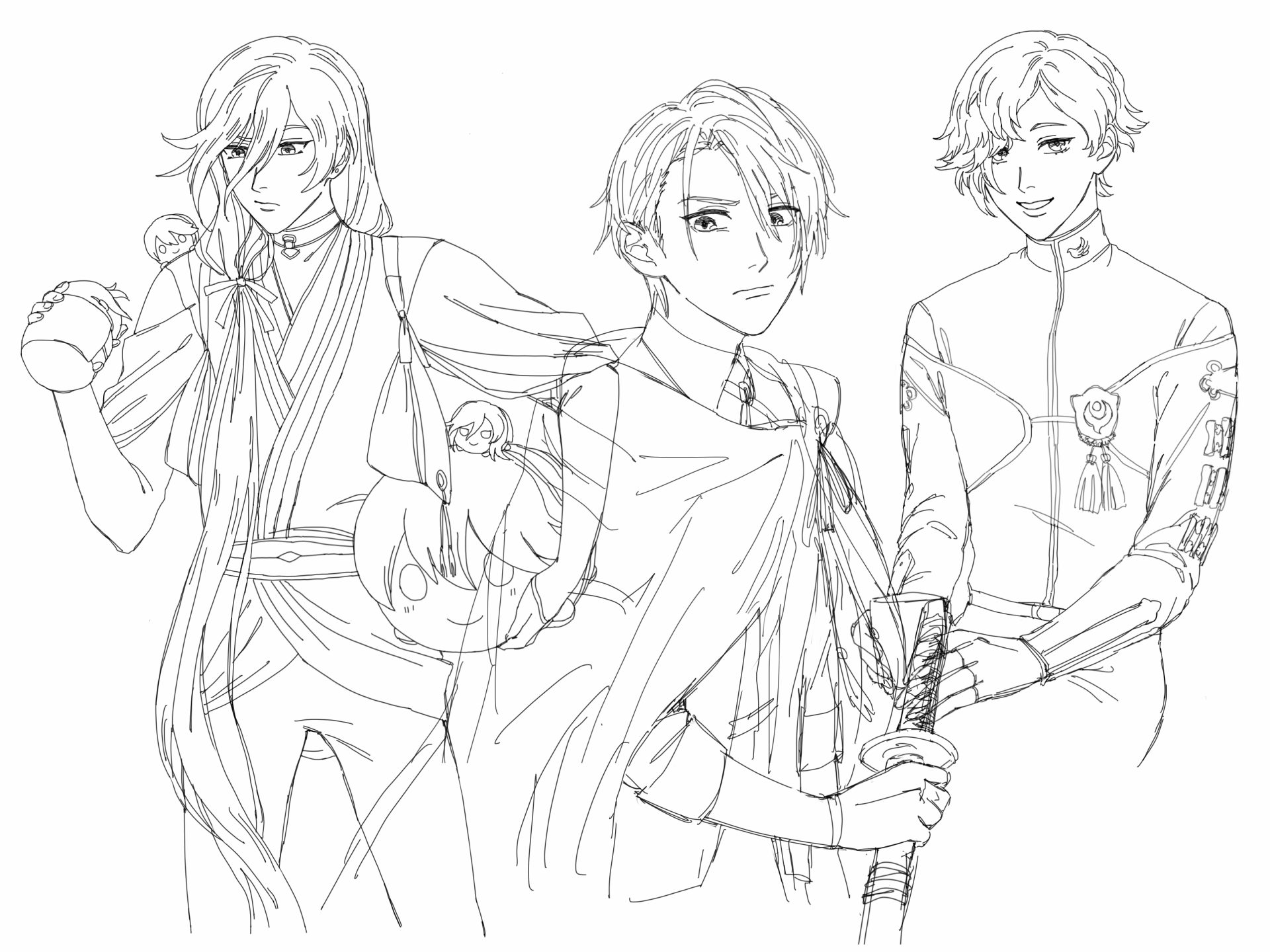 kane-san, chougi, and uguisumaru